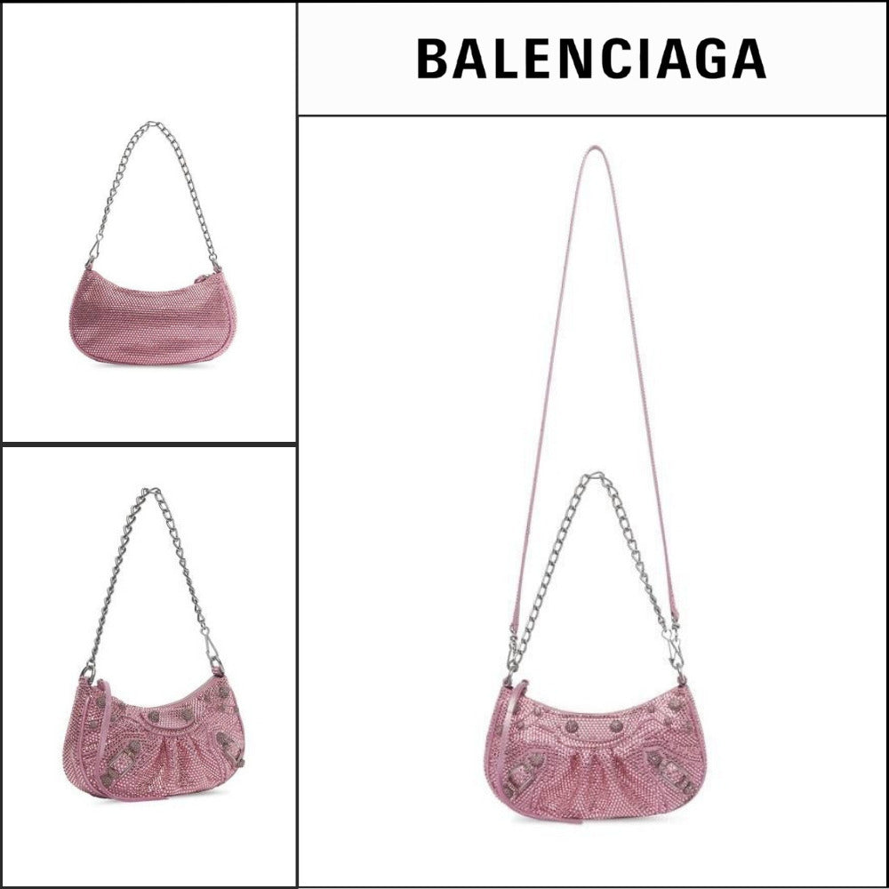 【BALENCIAGA】Le Cagole Mini Bag with Chain and Rhinestones