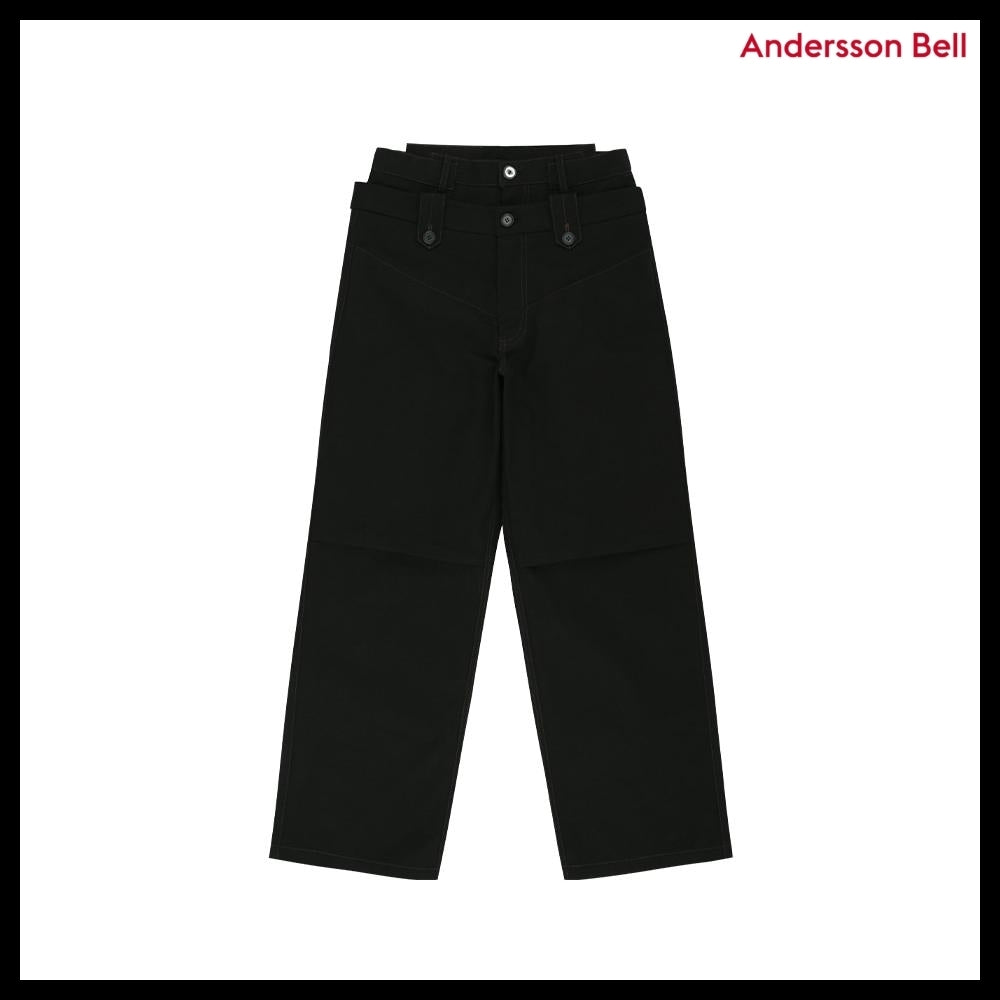 【ANDERSSON BELL】Double Waistband Wide-Leg Trousers Black