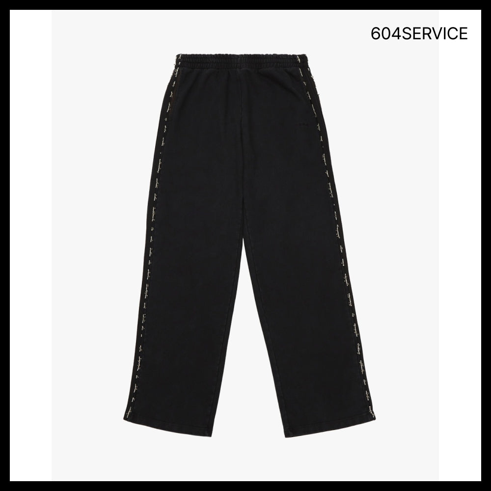 【604service】Beaded Track Pants - Pigment Washed Black