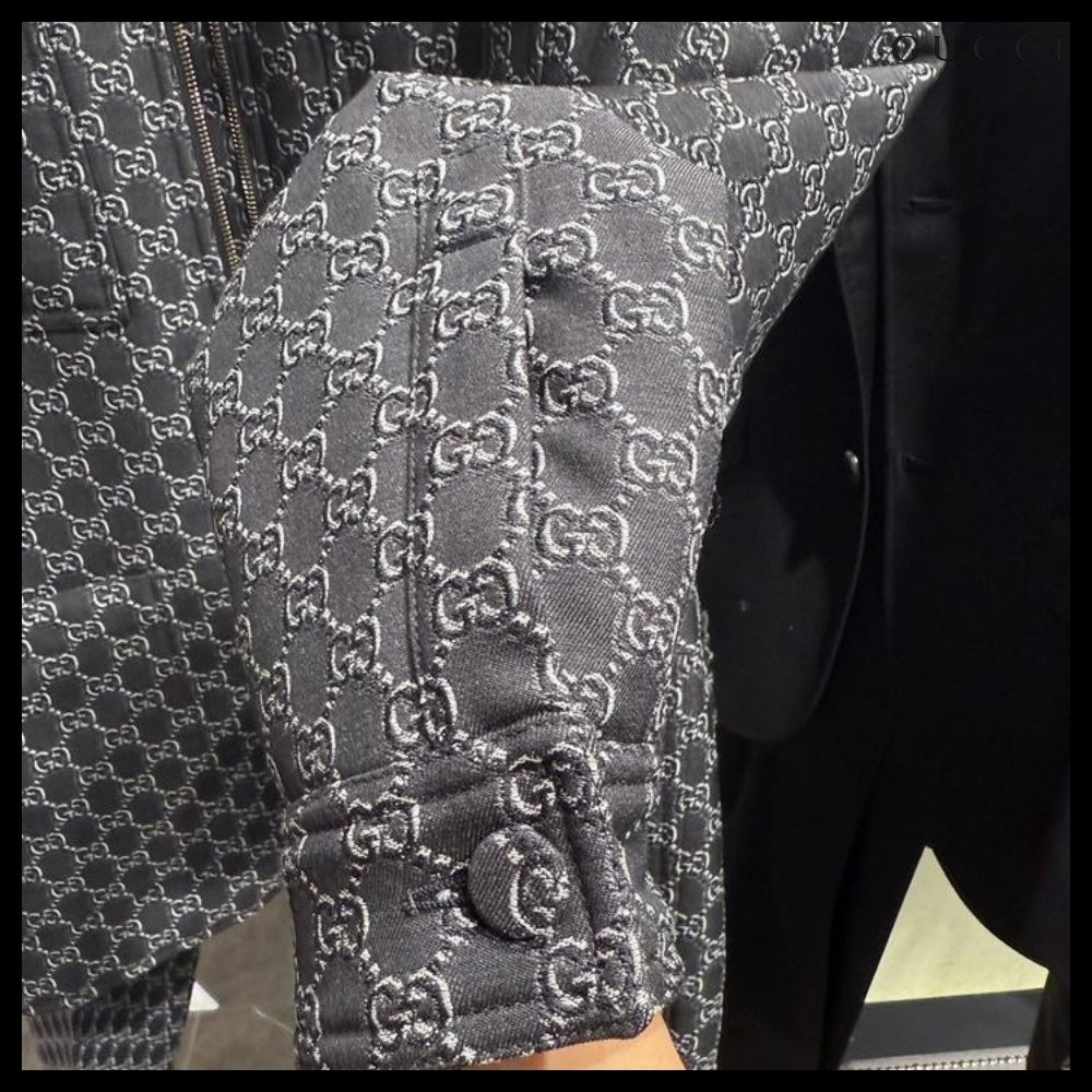 【GUCCI】GG Shadow Wool Twill Jacket Grey Black