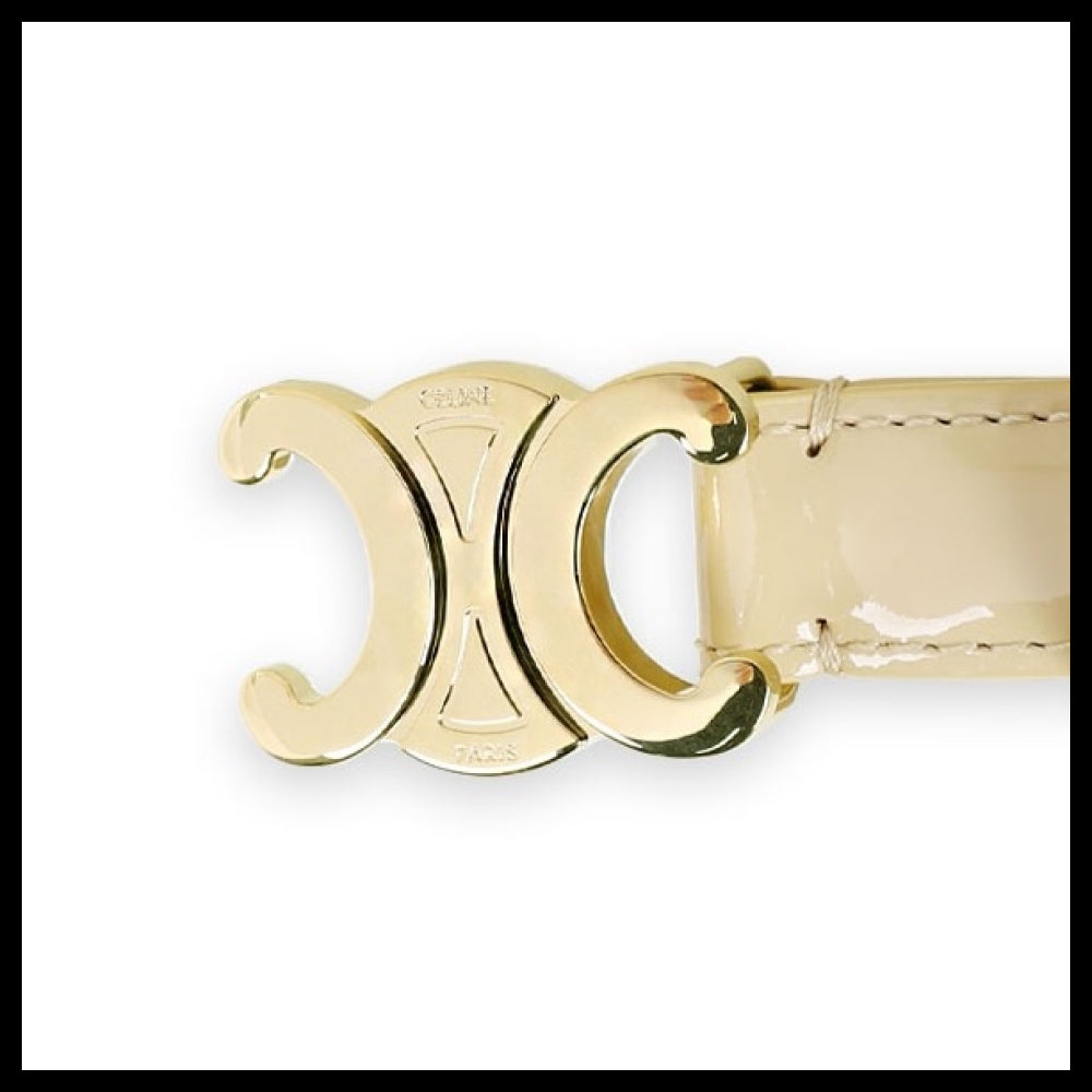 【CELINE】Small Triomphe Buckle Belt Beige
