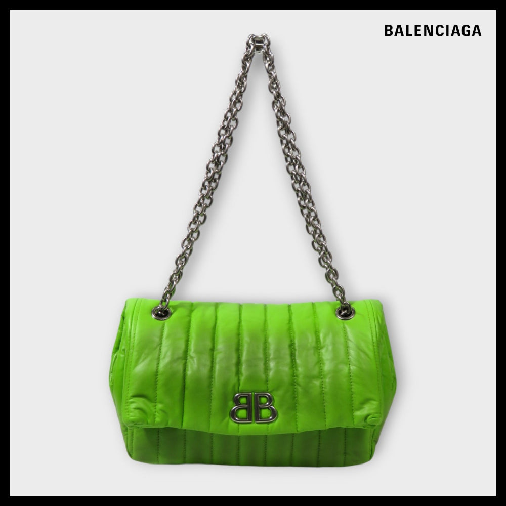 【BALENCIAGA】Monaco Chain Bag S Apple Green