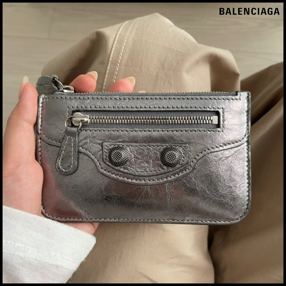 【BALENCIAGA】Le Cagole Card Holder Wallet Silver