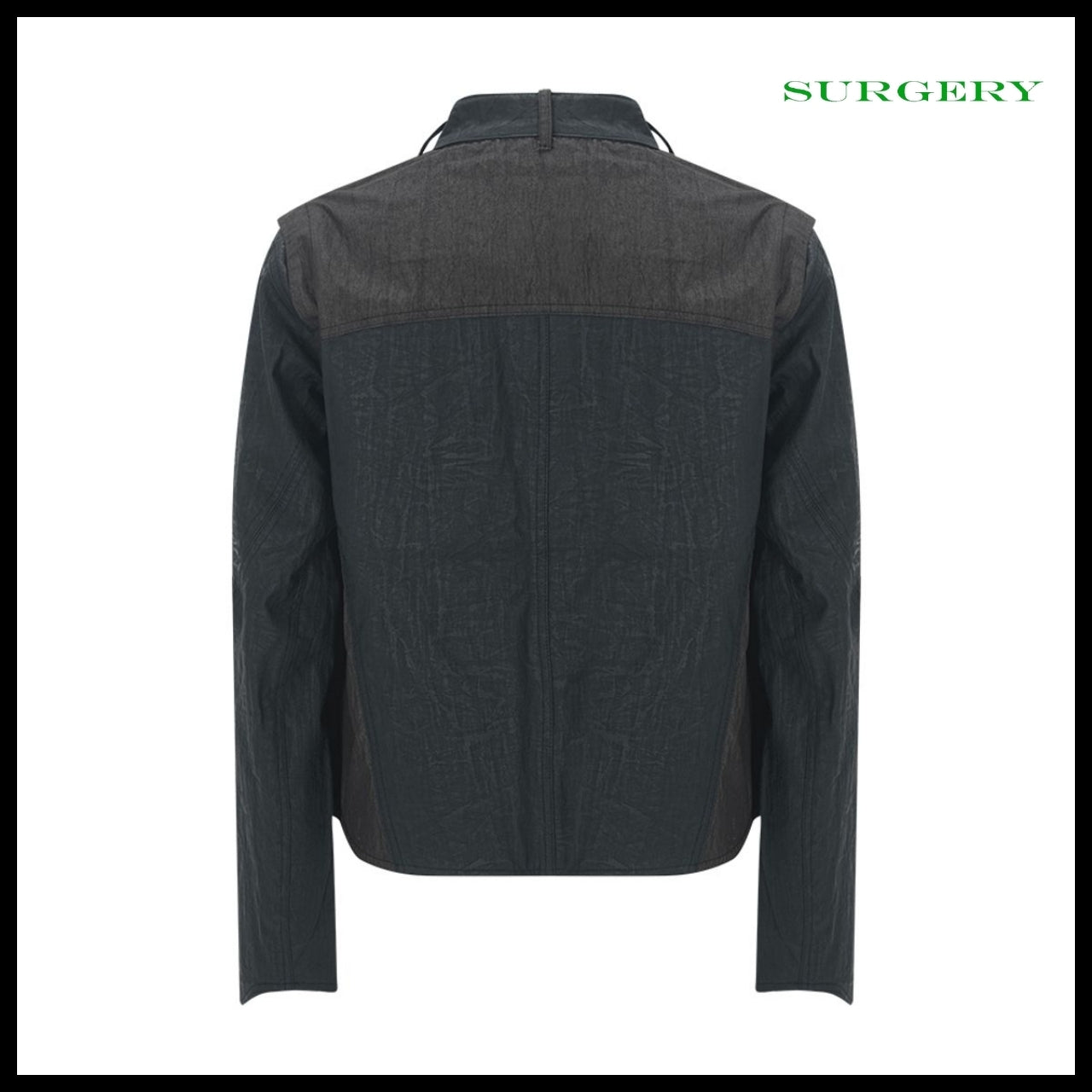 【Surgery】Belted Ring Neck Leather Jacket Black Brown