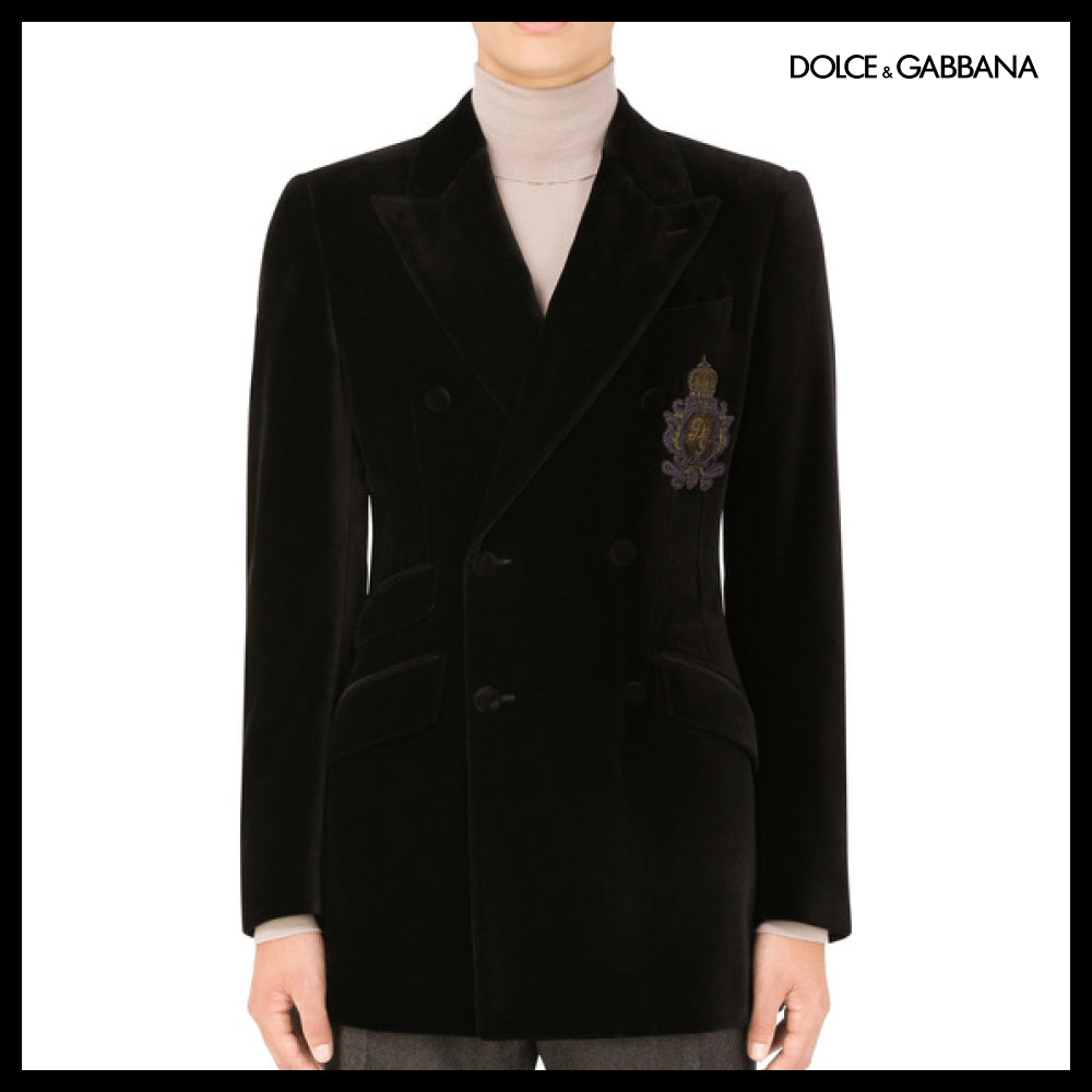 【Dolce & Gabbana】DOUBLE-BREASTED BEAT-FIT VELVET JACKET