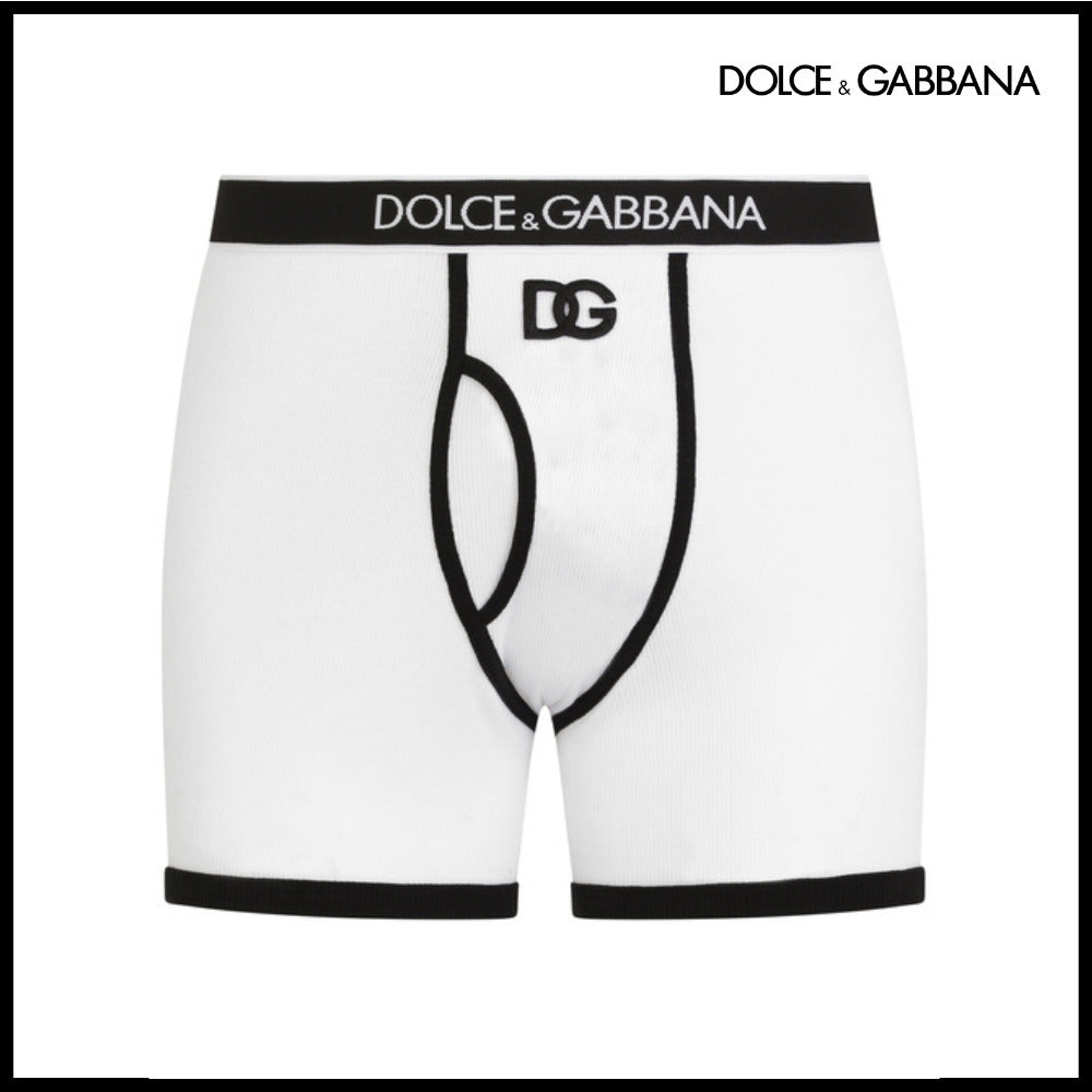 【Dolce & Gabbana】LONG-LEG FINE-RIB COTTON BOXERS