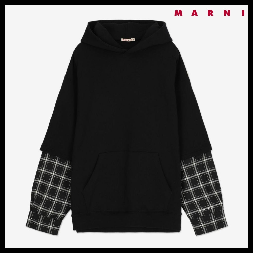 【MARNI】チェック フーディ ブラック
