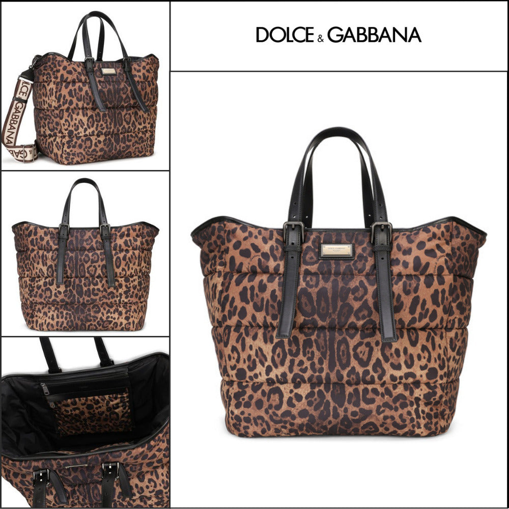 【Dolce&Gabbana】LEOPARD PRINT SICILY SHOPPER QUILTED NYLON