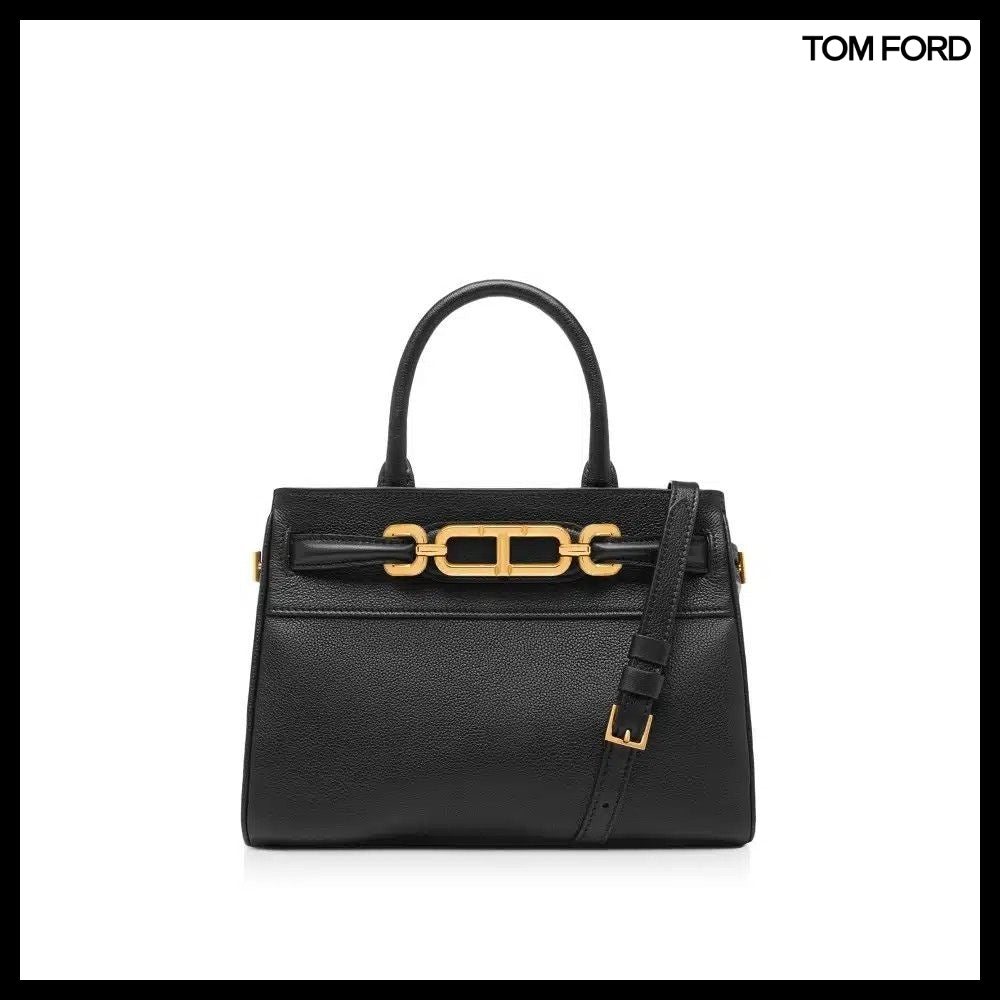 【TOM FORD】GRAIN LEATHER SMALL TOP HANDLE BAG BLACK