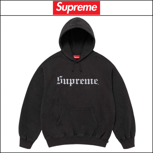 【Supreme】Washed Old English Hooded Sweatshirt Black 25FW
