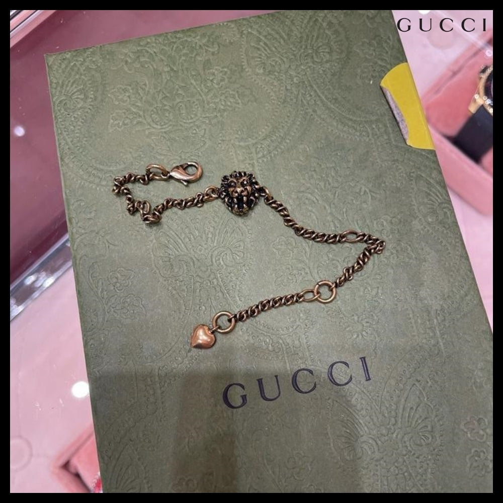 【GUCCI】Lion Head Chain Bracelet Gold