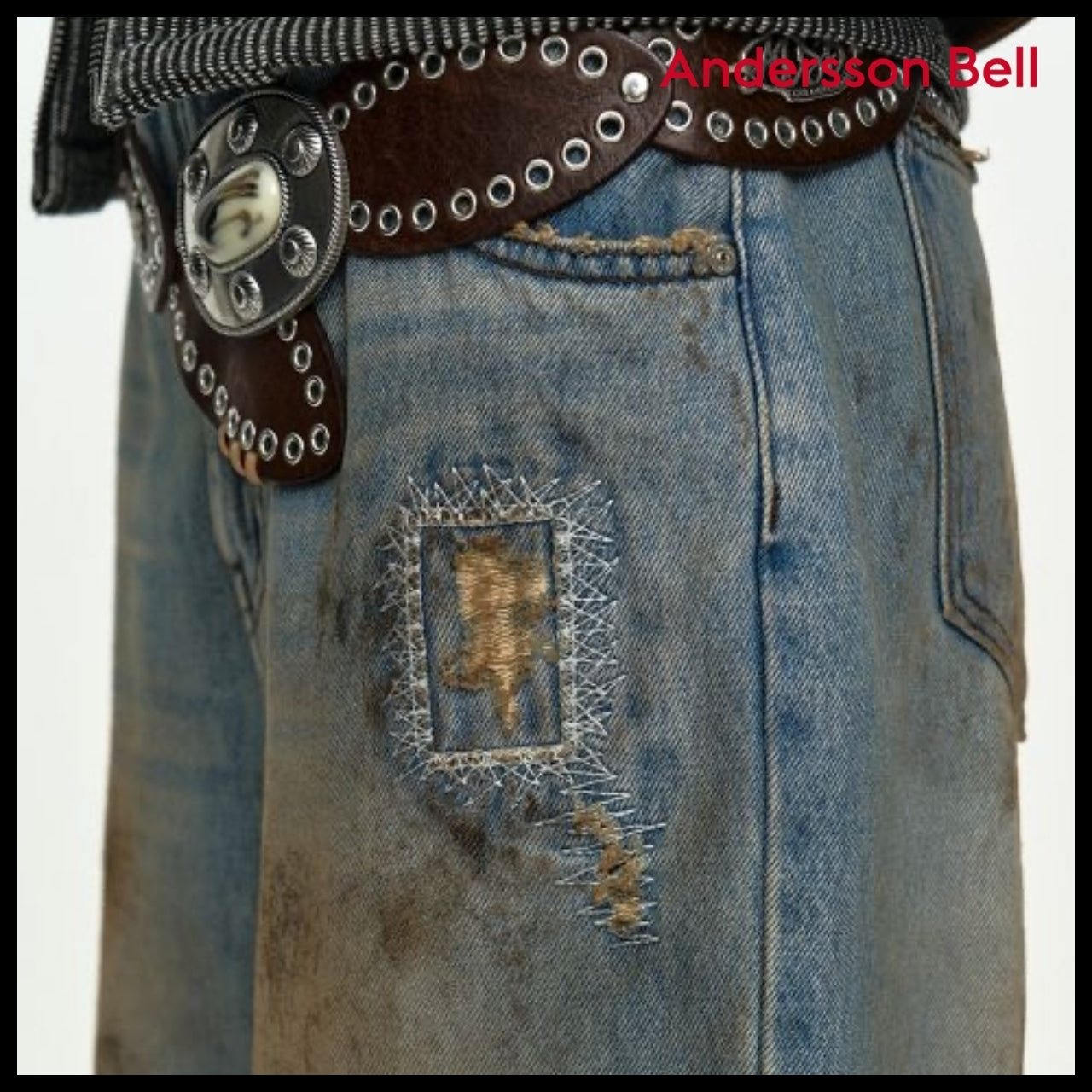 ◆ANDERSSON BELL◆ ワイドデニム Wide Denim Blue ダメージ