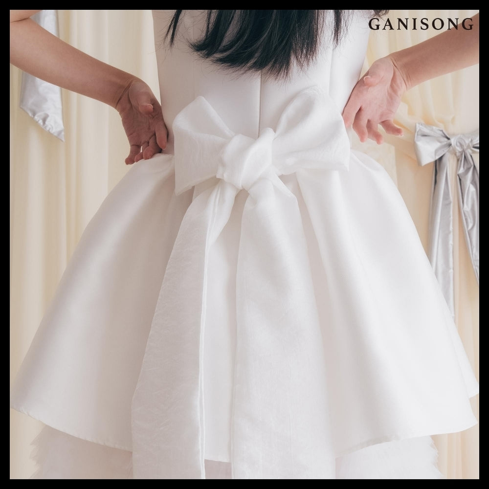 【GANISONG】Bridal Can Can Mini Dress White