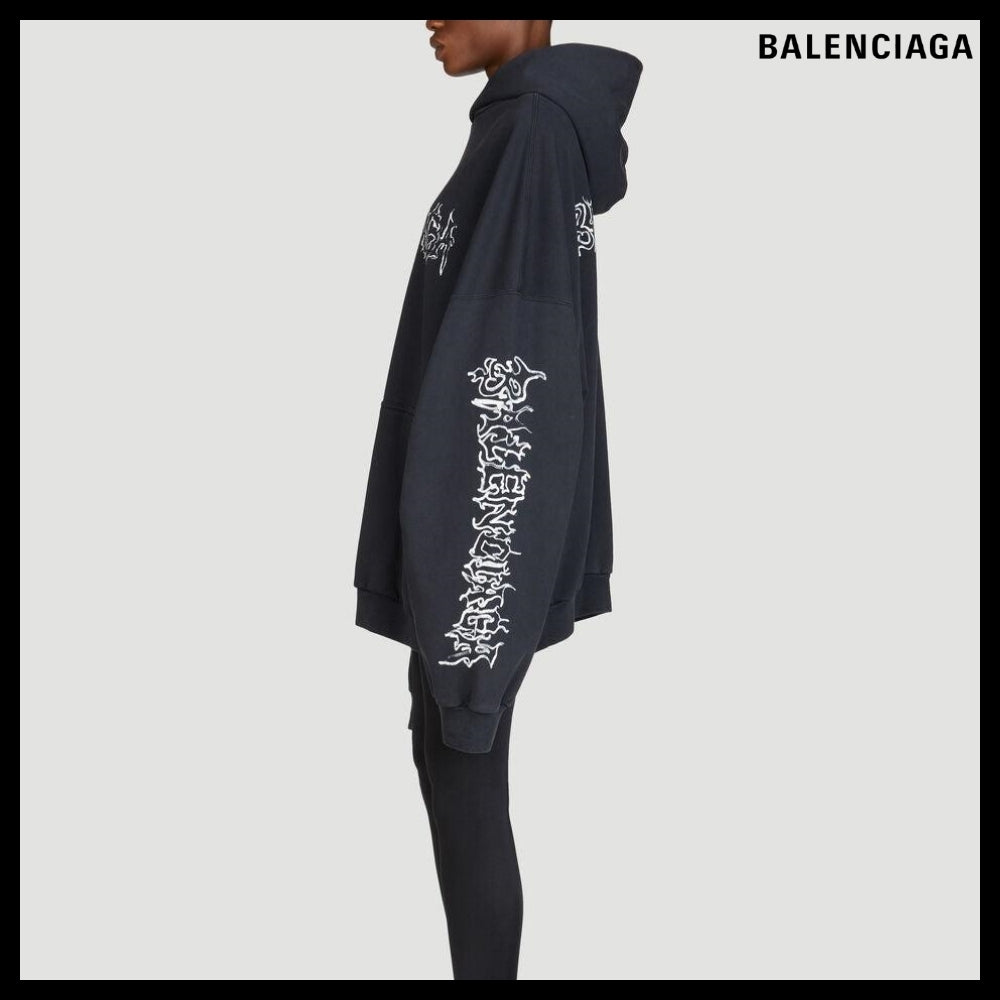 【BALENCIAGA】Darkwave Large Fit Hooded Sweatshirt Black