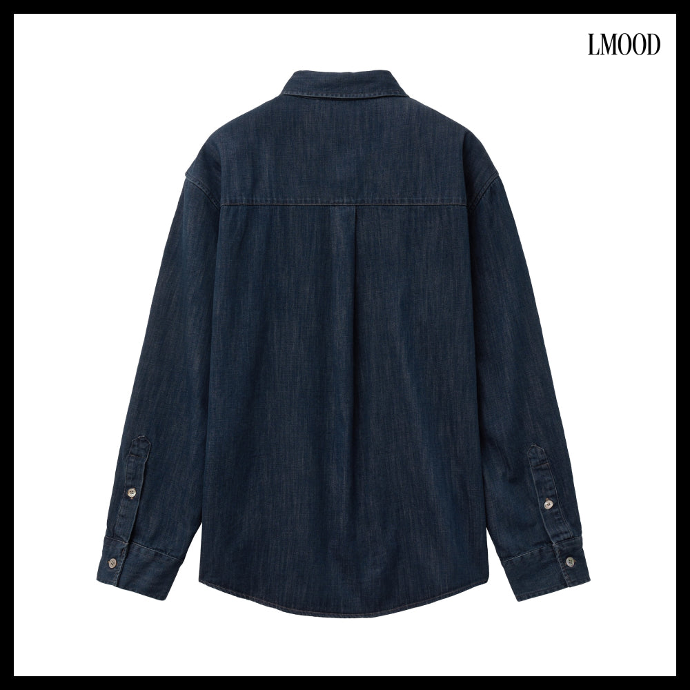 【LMOOD】Burning Denim Cotton Shirt 2 Colors