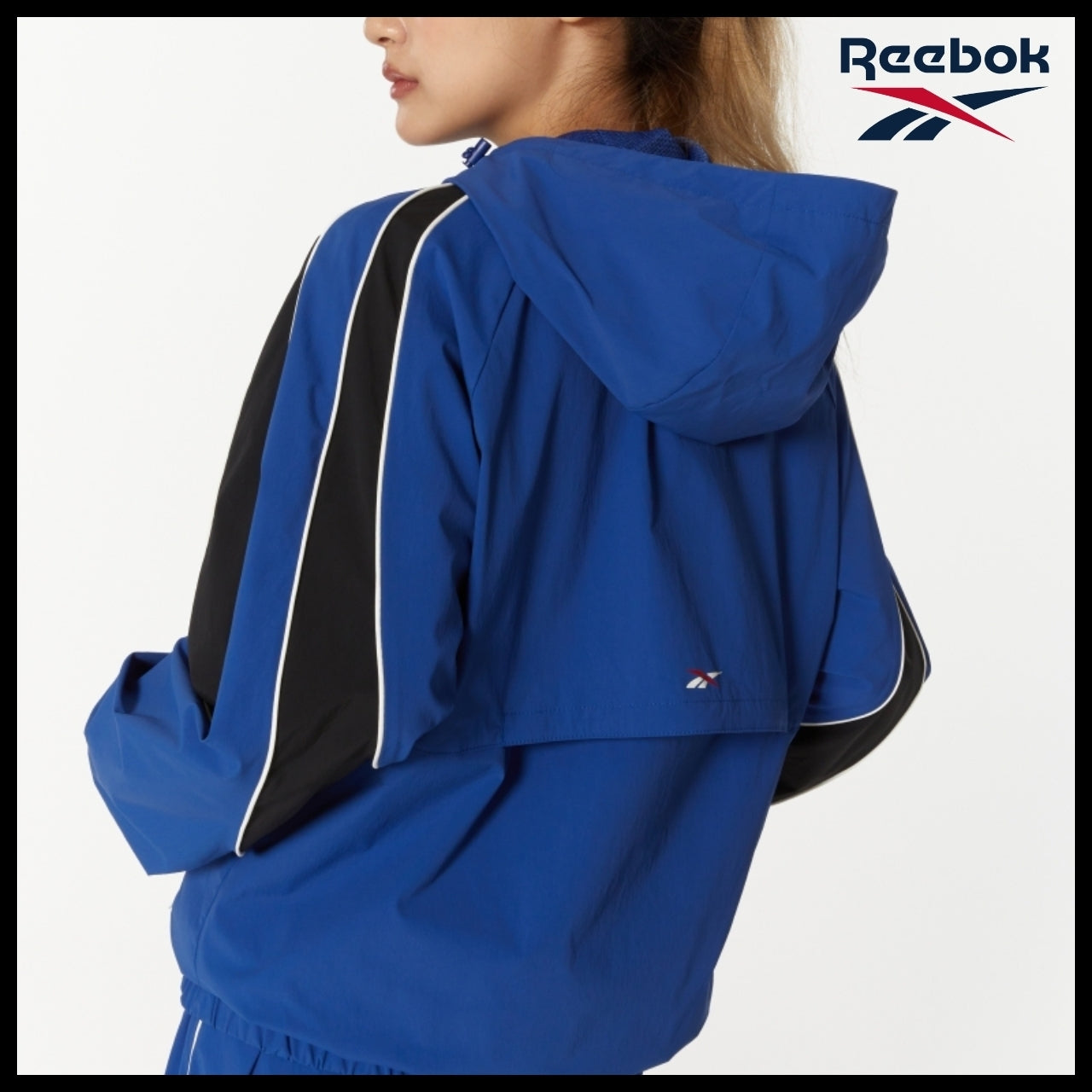【Reebok】Stretch Hooded Windbreaker Jacket Blue