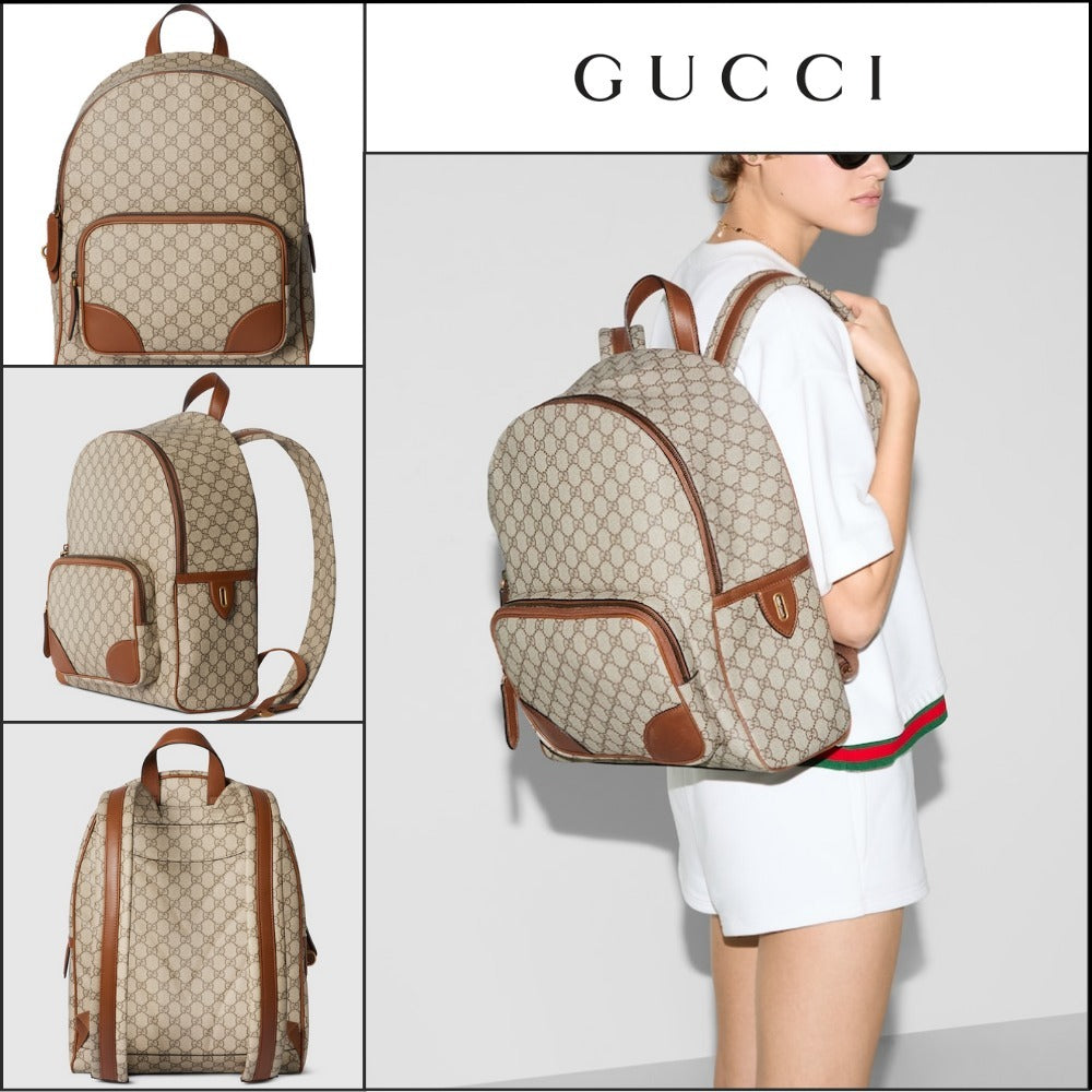 【GUCCI】GG Emblem Backpack Beige