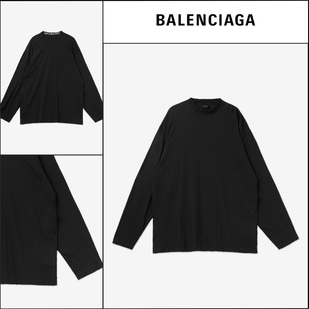 【BALENCIAGA】Oversize Long Sleeve T Shirt Washed Black