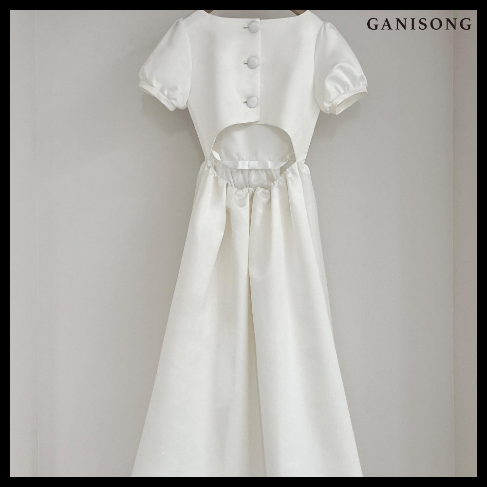 【GANISONG】Bridal Back Open Dress White