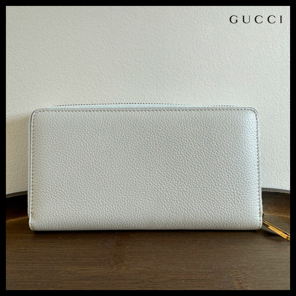 【GUCCI】Vintage Logo Print Leather Zip-Around Long Wallet
