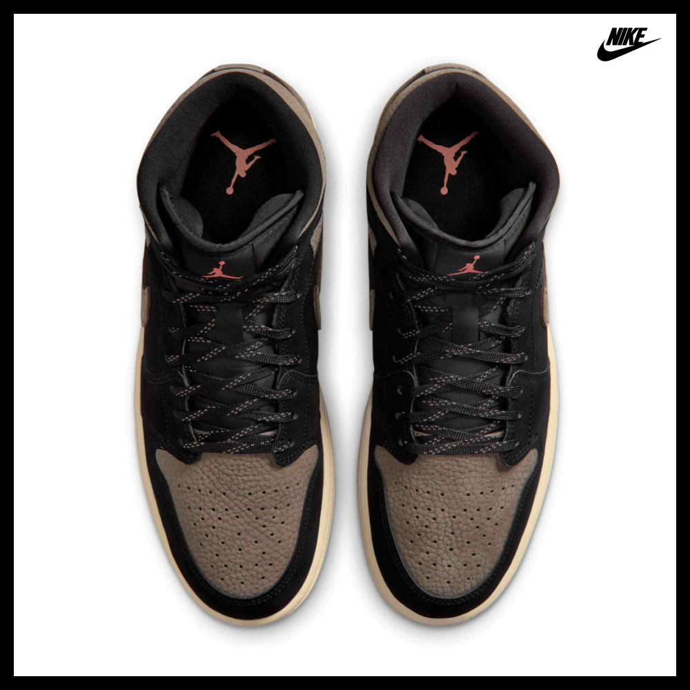 【NIKE】Air Jordan 1 Mid SE M Black Light Wild Mango Olive