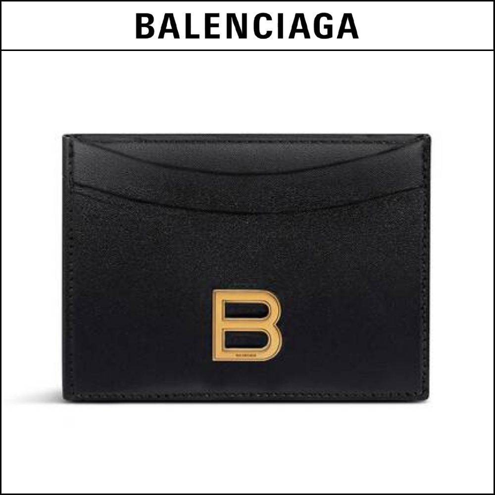 【BALENCIAGA】HOURGLASS CARD HOLDER CALFSKIN WITH AGED-GOLD