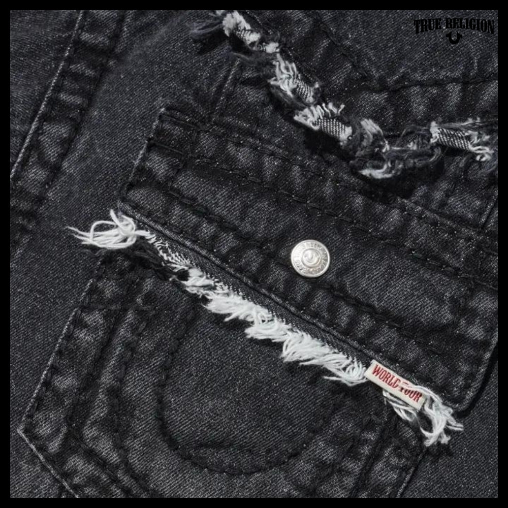 【TRUE RELIGION】Caution Cross Trucker jacket Black