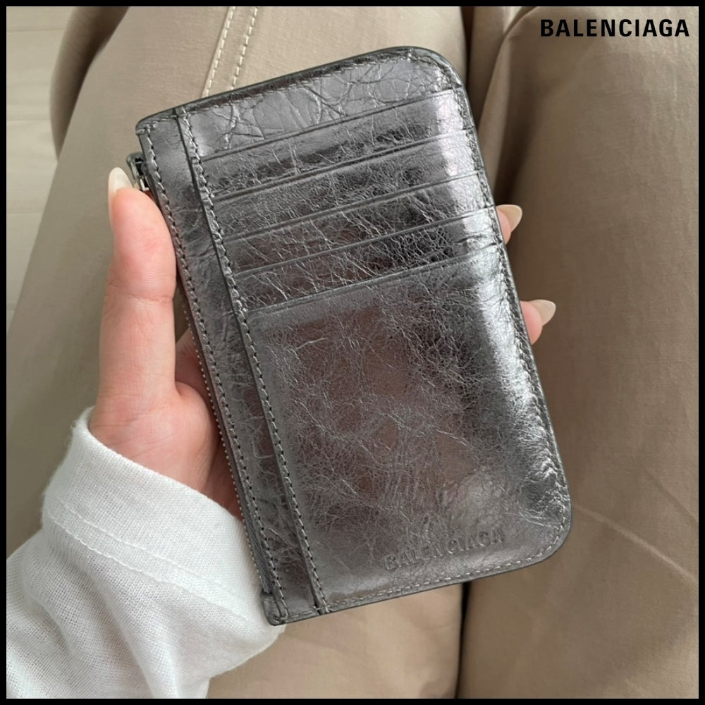 【BALENCIAGA】Le Cagole Card Holder Wallet Silver