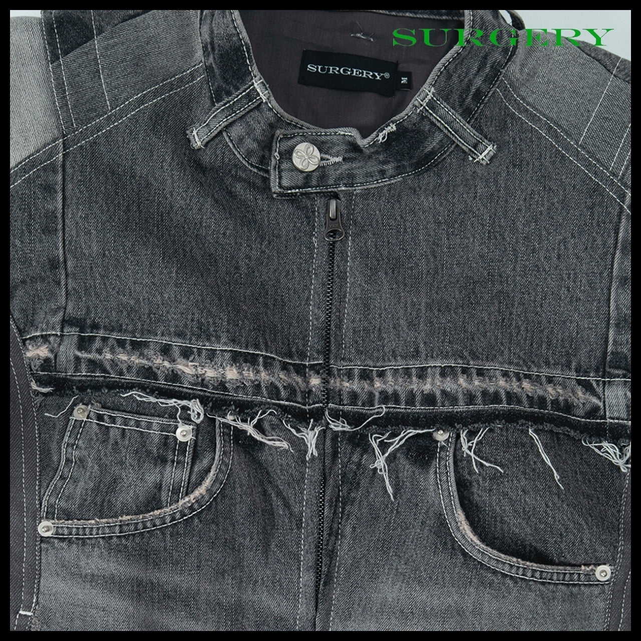 【SURGERY】Denim Biker Jacket Grey
