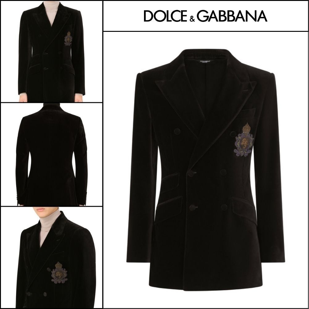 【Dolce & Gabbana】DOUBLE-BREASTED BEAT-FIT VELVET JACKET
