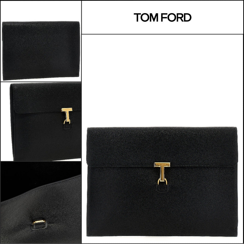 【TOM FORD】GRAIN LEATHER T PIN PORTFOLIO BLACK