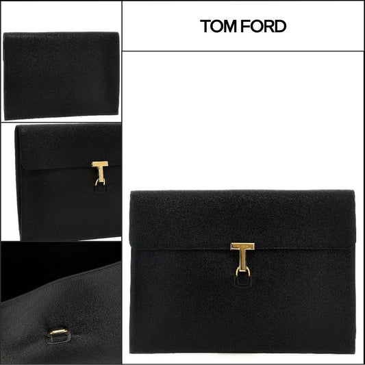 【TOM FORD】GRAIN LEATHER T PIN PORTFOLIO BLACK