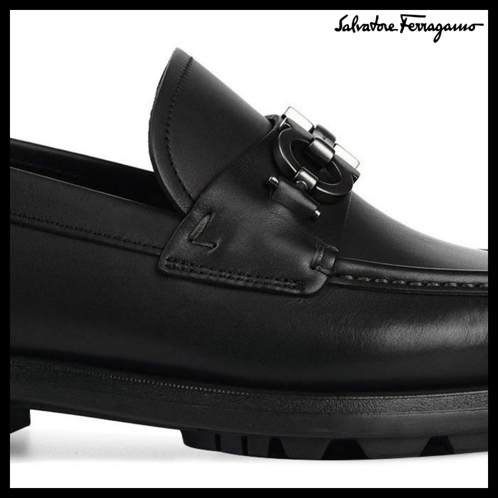 ◆FERRAGAMO◆DAVID DOUBLE GANCINI LOAFERS BLACK