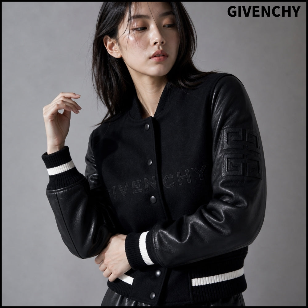 【GIVENCHY】Cropped Varsity Jacket Black