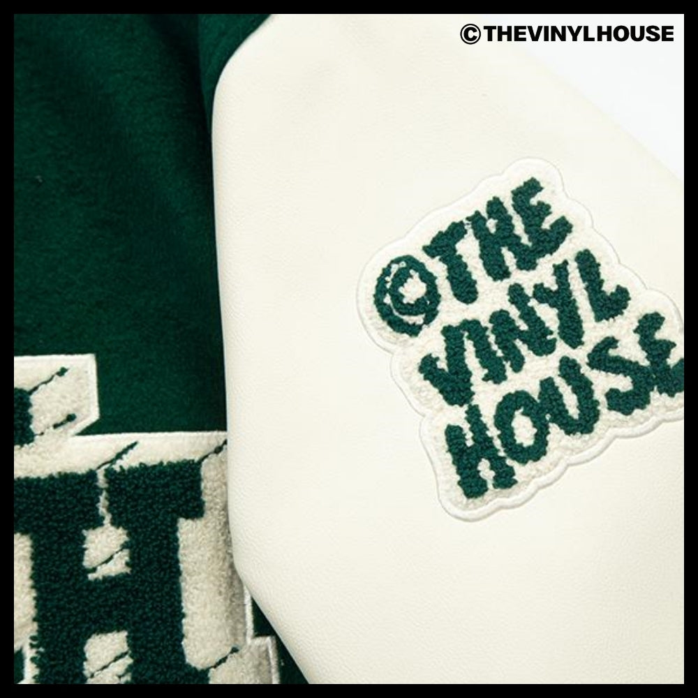 【THEVINYLHOUSE】Yin Yang Varsity Jacket Green