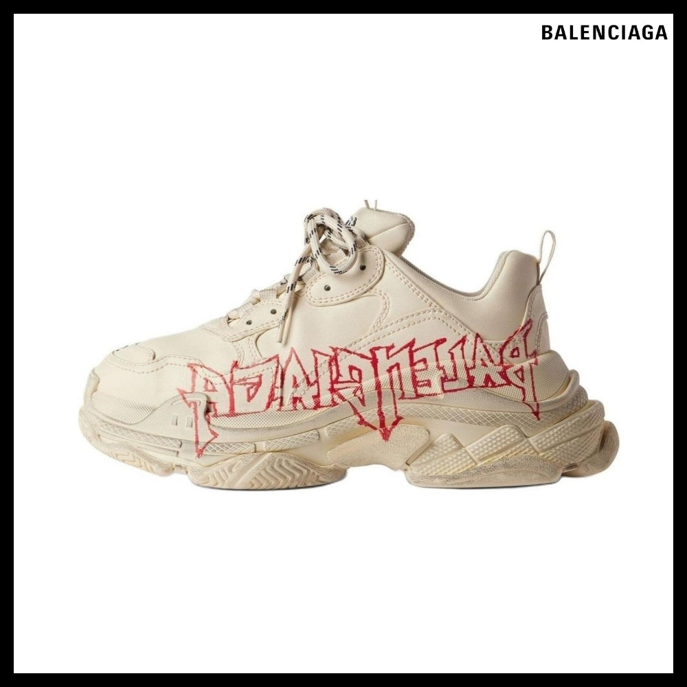 【BALENCIAGA】Triple S Sneaker DIY Metal White Red