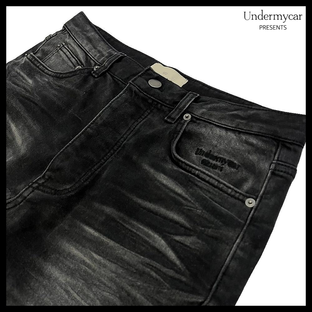 【Undermycar】Mu.114 Original Logo Washed Slim Flare Jeans