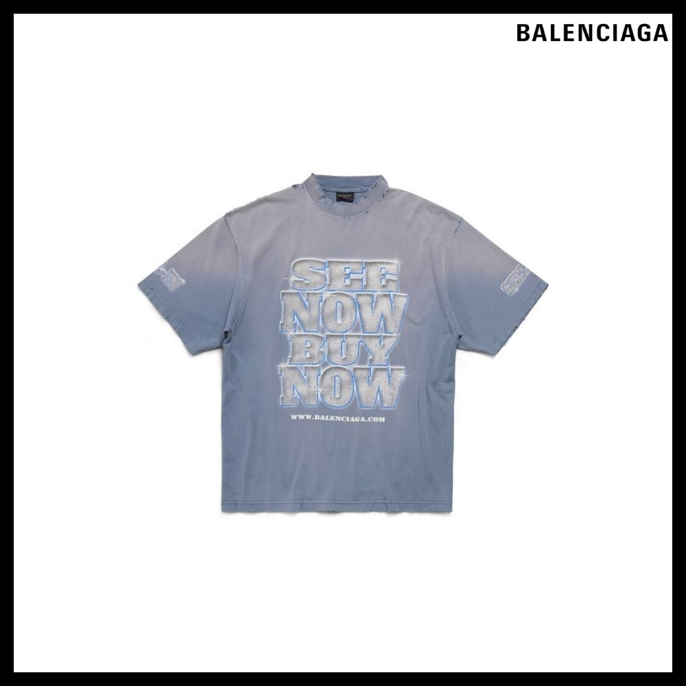 【BALENCIAGA】SNBN Medium Fit T-Shirt Blue