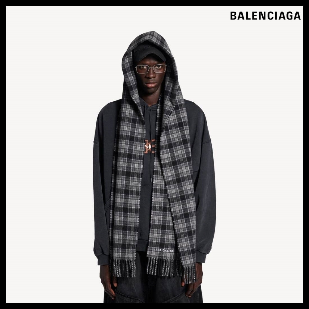 【BALENCIAGA】Hooded Scarf Gray