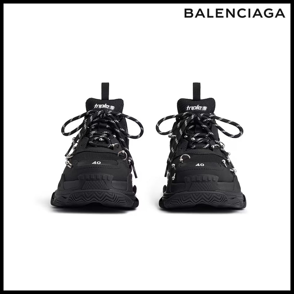 【BALENCIAGA】Triple S Sneaker Piercings Black Polyurethane