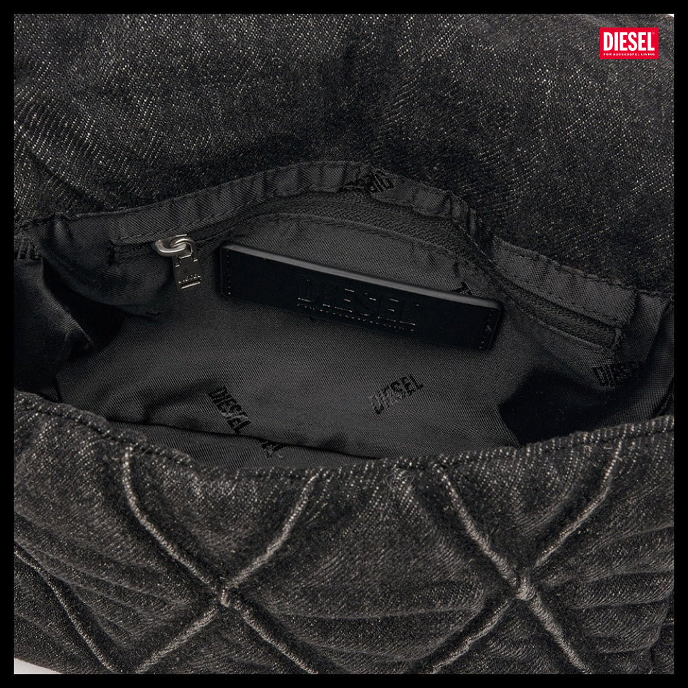 【DIESEL】Charm-D-S Denim Shoulder Bag - Black