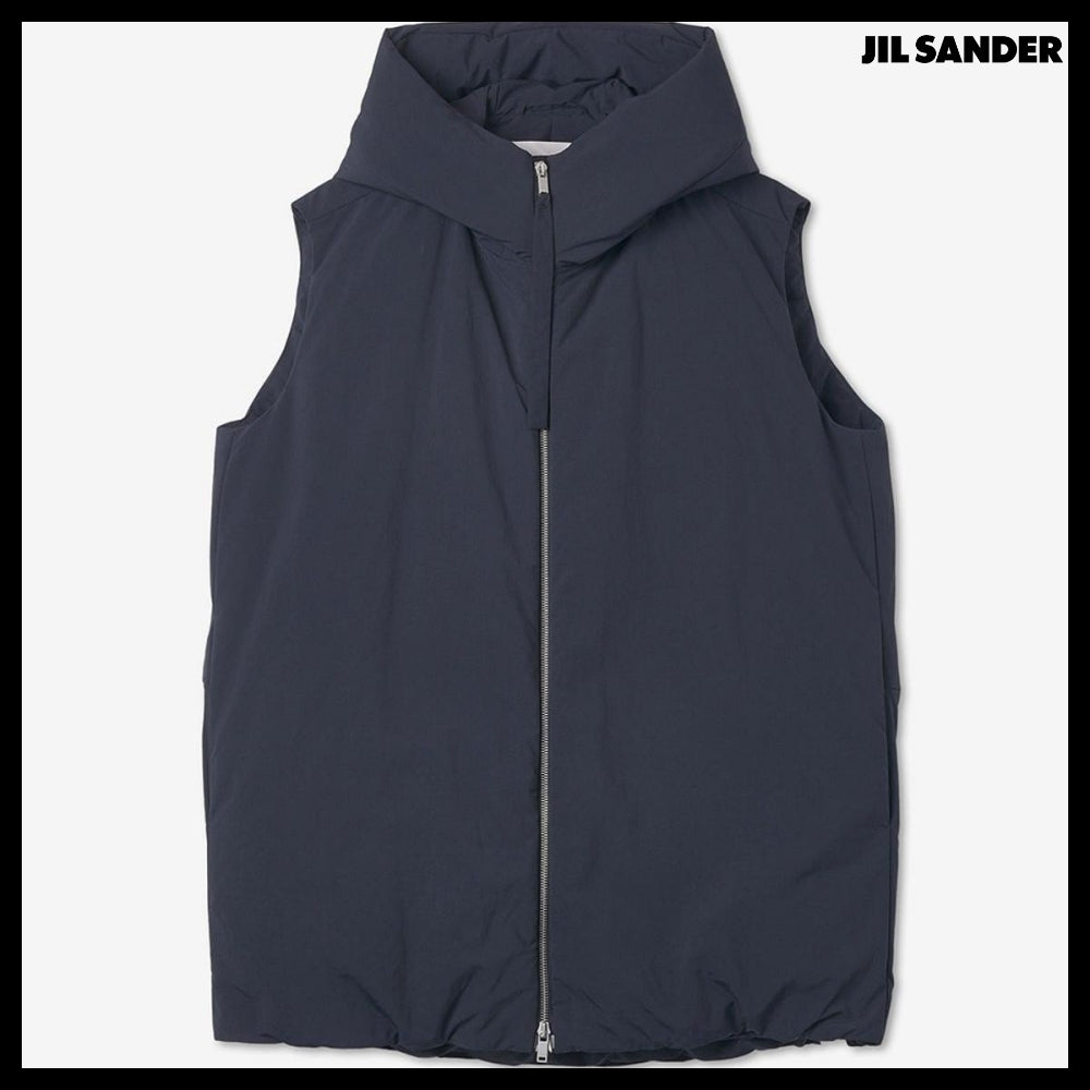 【Jil Sander】Gilet Hooded Puffer Vest Navy