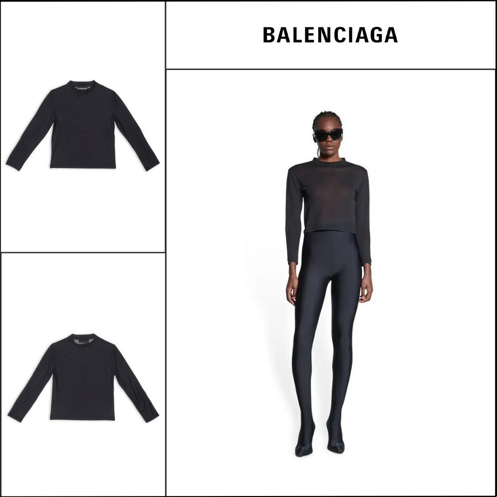 【BALENCIAGA】Tab Fitted Long Sleeve T-Shirt Black