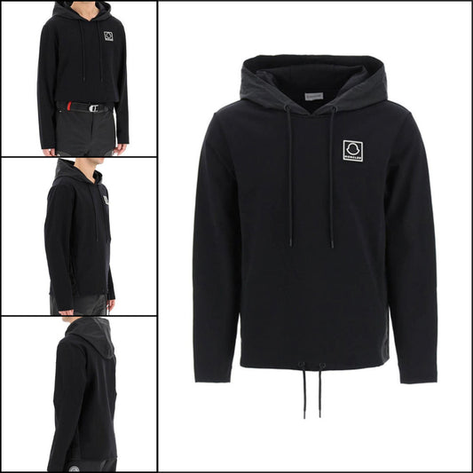 【MONCLER】Square Logo Running Hoodie Black Men