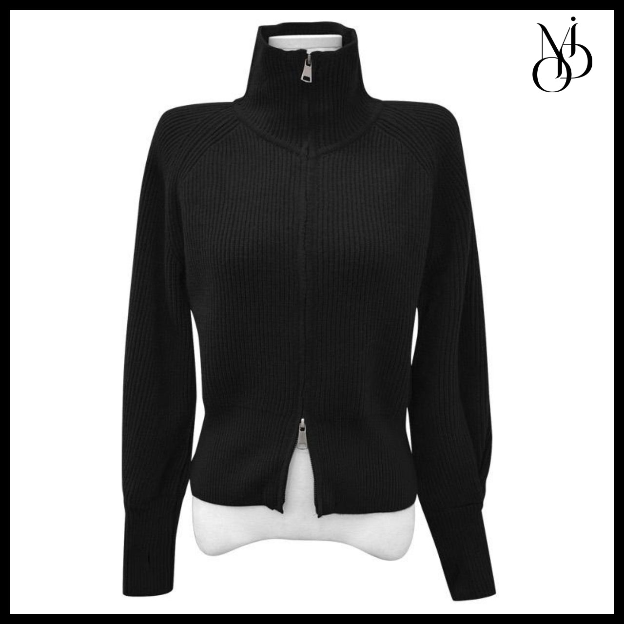 【MODIMOOD】Turtleneck Two-Way Pintuck Sleeve Knit Zip-Up