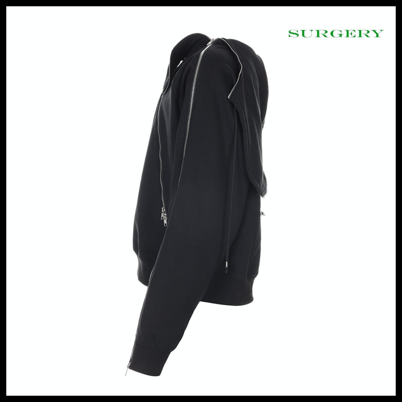【Surgery】Four Directions Zipper Hoodie Black