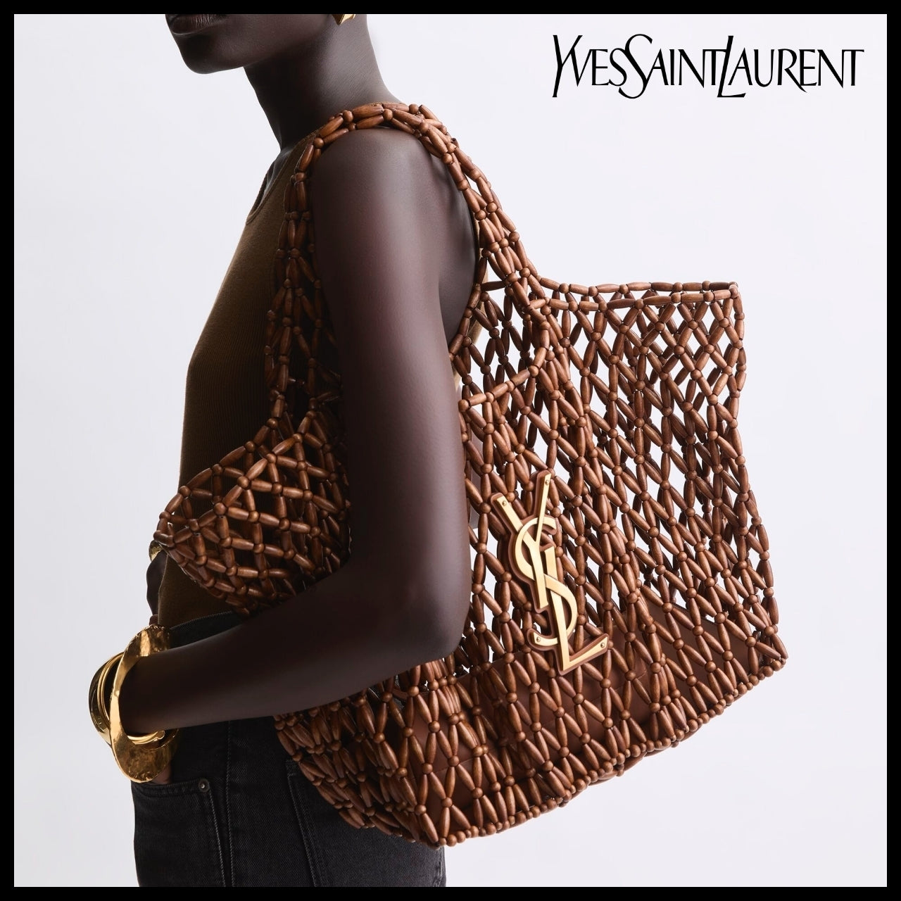 【Saint Laurent】Wood Beads ICARE Medium Bag