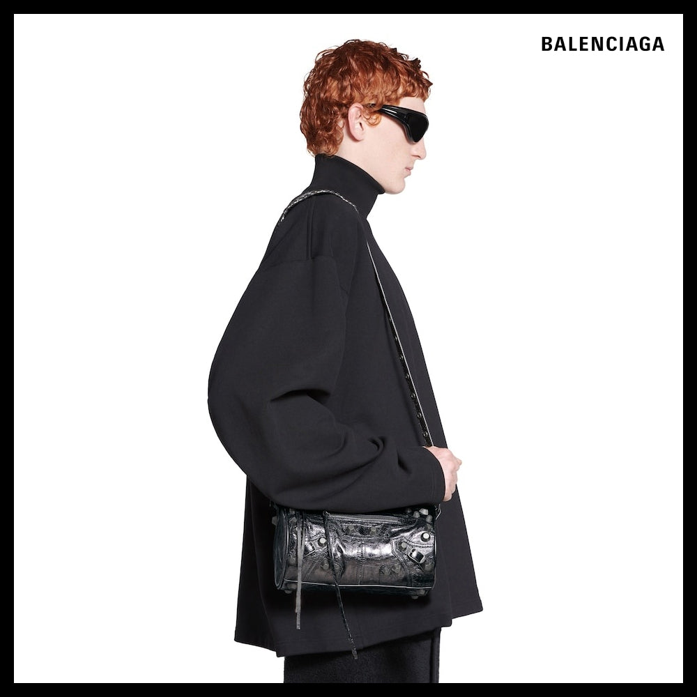 【BALENCIAGA】Le Cagole Men Cylinder Bag Metallized in Metal