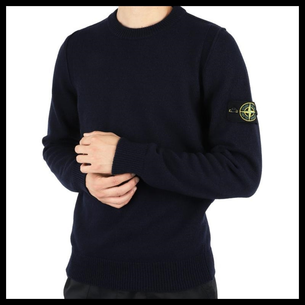 【STONE ISLAND】 Mens Wappen Patch Crewneck Knit Navy