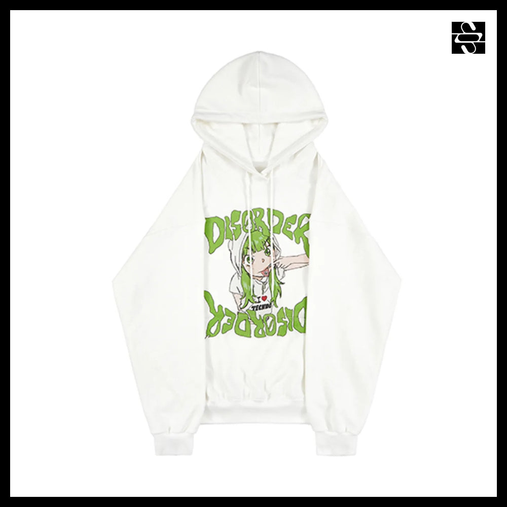 【SUNDAYOFFCLUB】I Love Techno Hoodie Off White